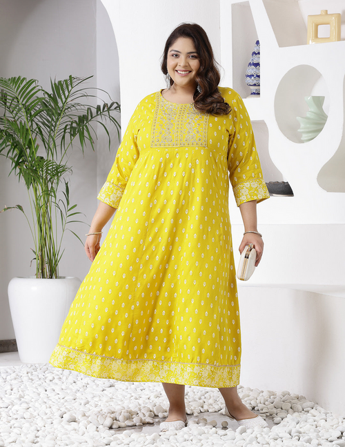 Yellow Floral Anarkali