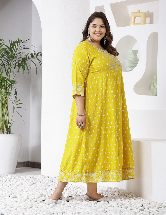 Yellow Floral Anarkali