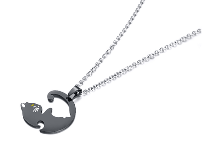 Gadget Gerbil Yin and Yang Cat Pendant Couple Necklaces